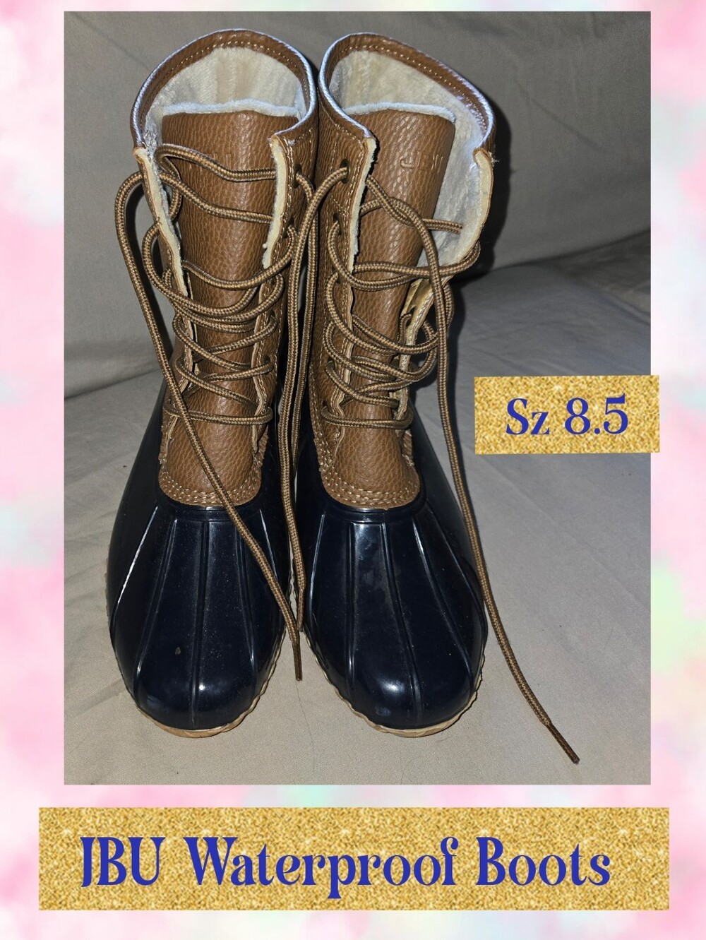 JBU Women's Brown and Black Waterproof Lace-Up Boots - Size 8.5
